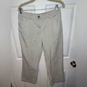 LL Bean Classic Womens Khaki Chino Pants Item #269032 Size 14 Petite GUC